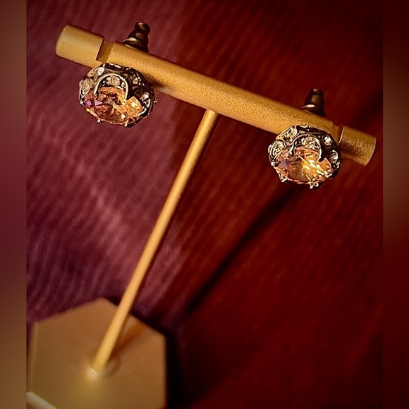 Golden Crystal Gem Earrings - Picture 5 of 5